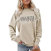 LIWYLU Life is Better with My Boys Sweatshirt for Women Funny Mom Life Graphic Casual Pullovers Long Sleeve Crewneck Tops