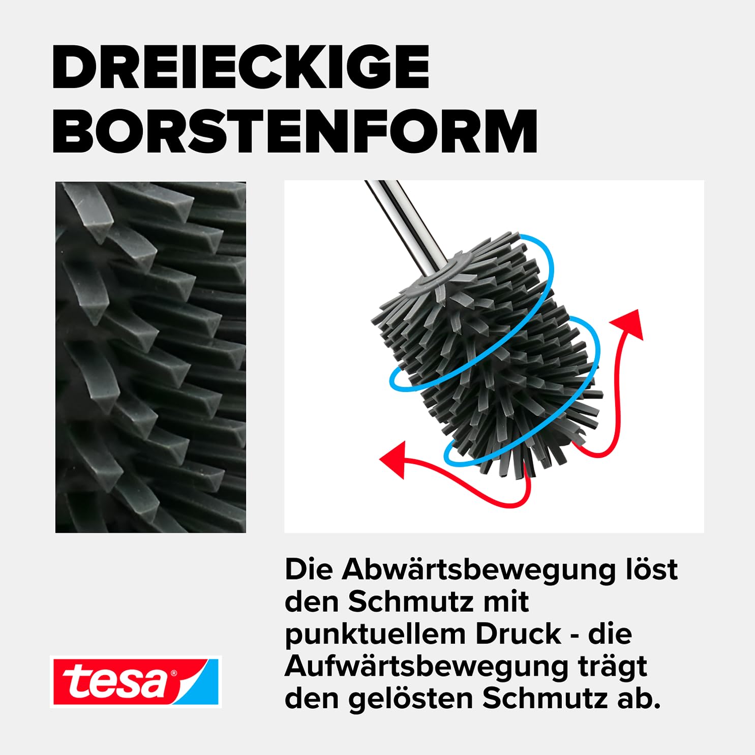 tesa Silikon-WC-Bürste - hygienische Ersatz-Toilettenbürste zur Verwendung in Allen tesa WC-Bürstengarnituren - Griff aus verchromtem Metall - Dunkelgrau - 37,4 x 7,1 x 7,4 cm 6