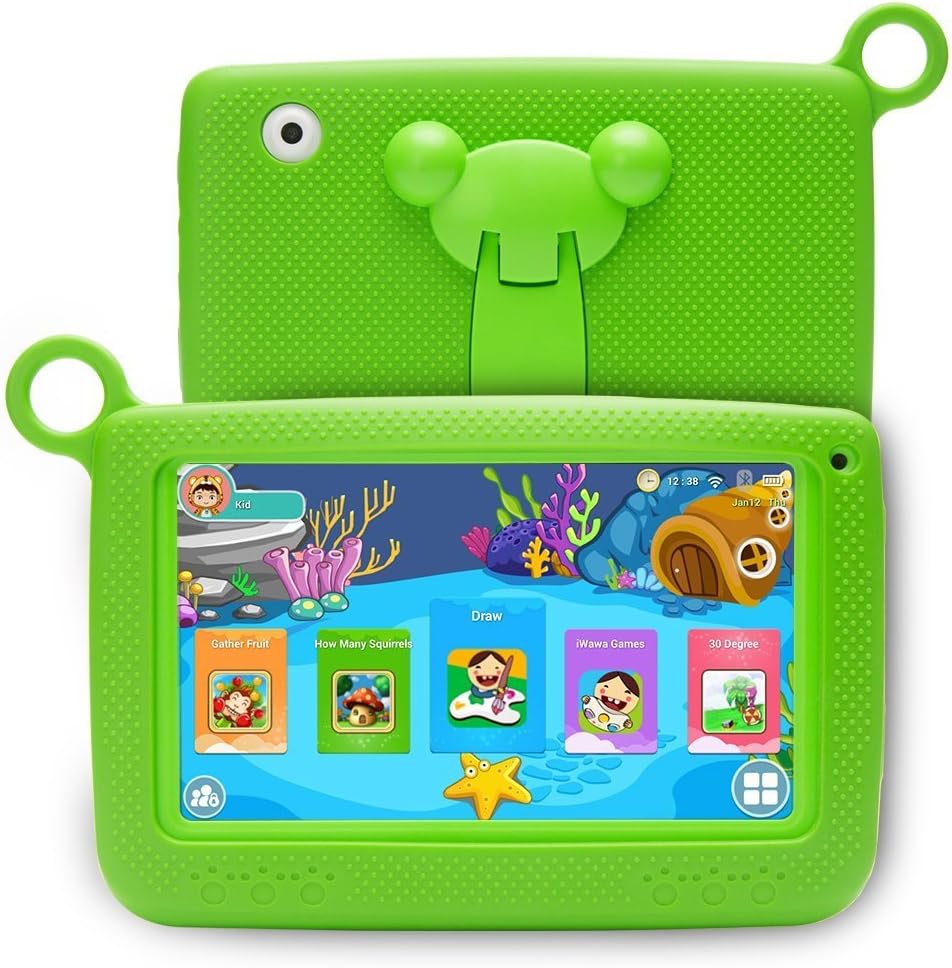 LLLtrade 7 inch Kids Education Tablets Android 5.1 8GB, Kids Software Pre-Installed, Premium Parent Control, Educational Game Apps,WiFi,Bluetooth (Green)
