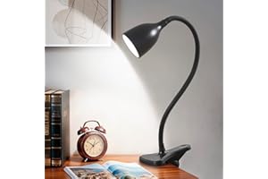 Desk Lamp for Home Office - Clip on Reading Light and Bed Headboard Clamp Lamp, Bedside Gooseneck Table Lamp, Clip on Desk La