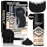 Hair Thickening Fibers &amp; Pump Applicator Set Professional 3-in-1 Hair &amp; Beard Styling Set - Hair Fibers Barber Enhancement Spray for Mens Hair or Beard - Hairline Enhancer &amp; Volumizing Spray (Black)