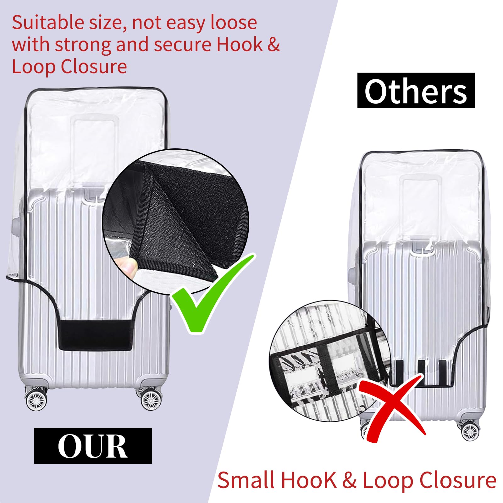 Yotako Clear PVC Suitcase Cover Protectors 30 Inch Luggage Cover Protectors for Wheeled Suitcase 30''