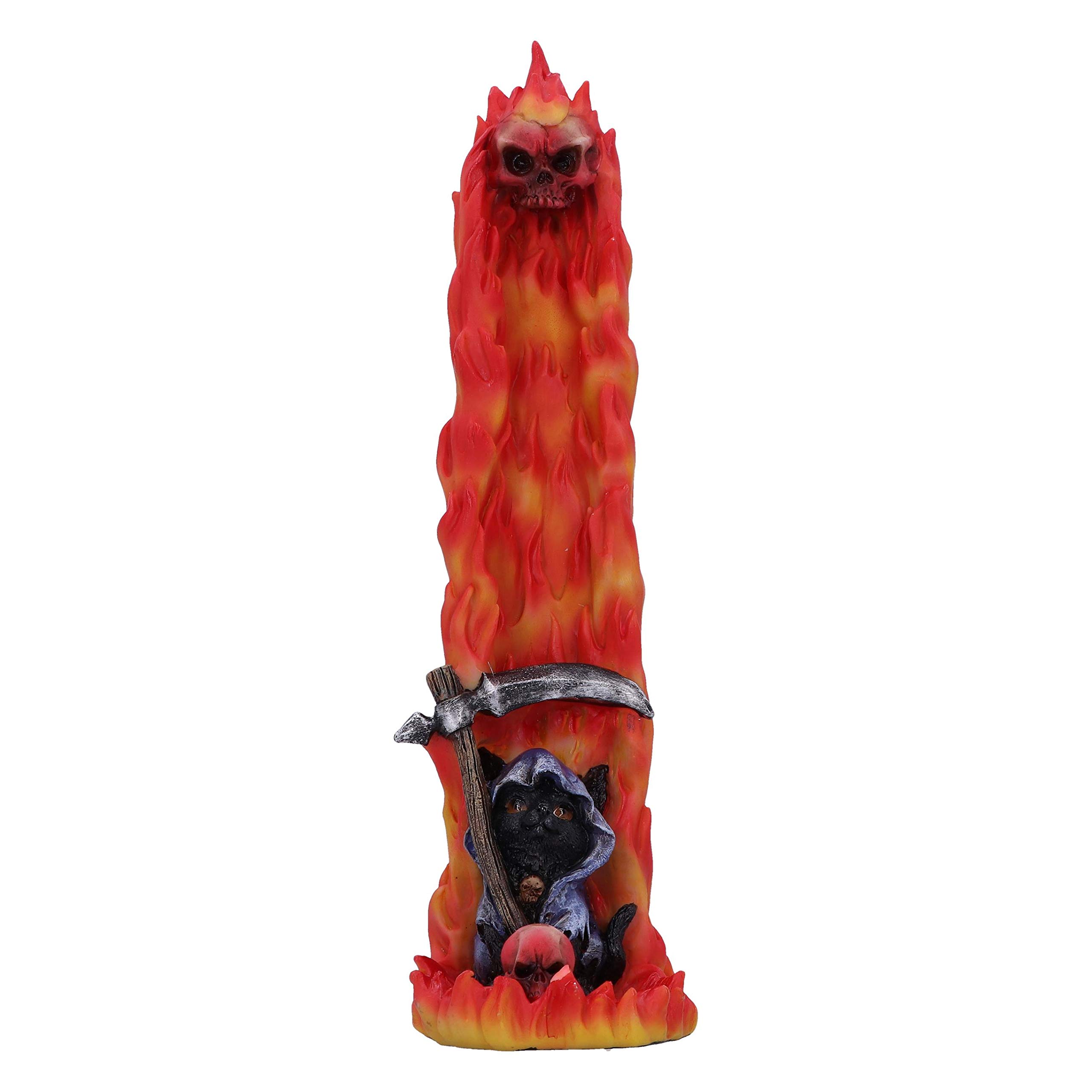 Hell Puss Reaper Black Cat and Flames Incense Burner