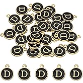 PATIKIL Letter Charm, 30 Pcs Capital Initial Alphabet D Letter Charm Double Sided Pendant Pendants for Bracelet DIY Jewelry Making Necklace, Black