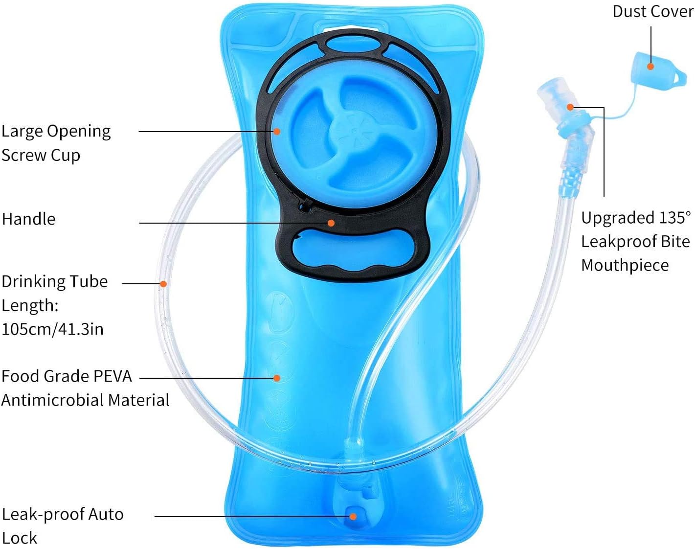 Hydration Bladder, 2 Liter Water Bladder Leakproof Water Reservoir Hydration Pack Replacement with Auto Shut-Off Valve for Running Hiking Riding Camping Cycling Fit Most Hydration Pack (Sky Blue) : Sports & Outdoors