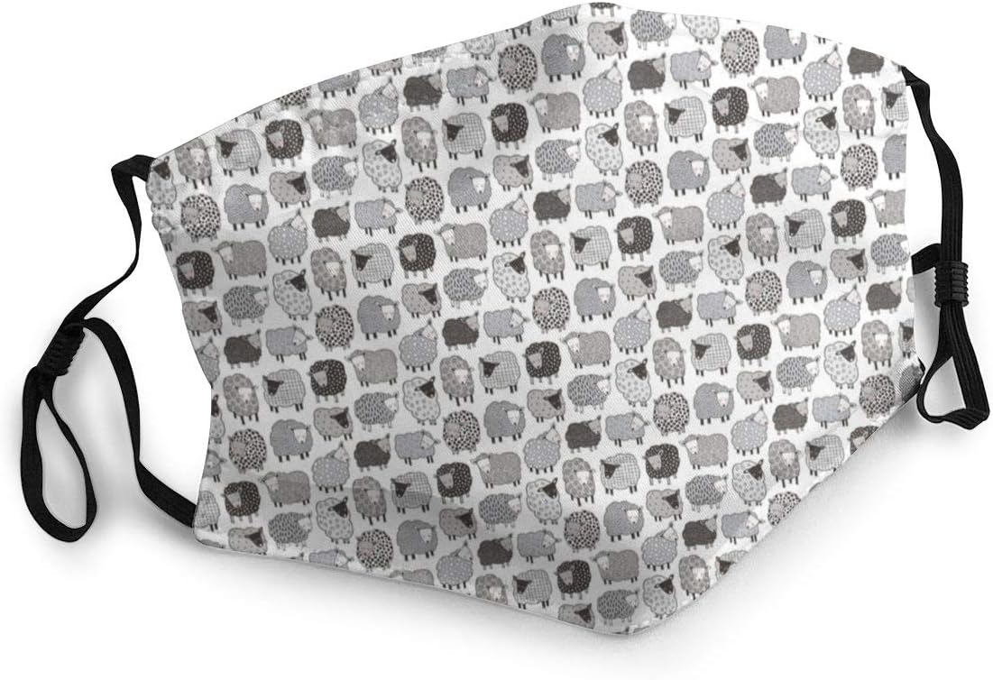Anti_Dust_Mask Sheep Geometric Patterned Black U White Grey On White Tiny Inch_Mouth_Mask_Anti_Pollution_Face_Mask_Cover