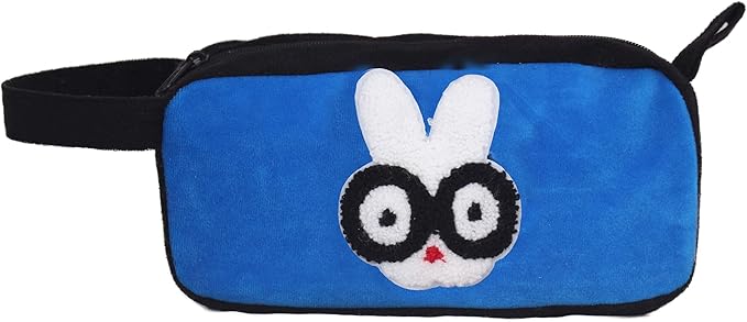 Tickles Blue Pencil Case, Pencil Pouch for Teens Big Capacity Pen Bag with 2 Zipper 25 cm