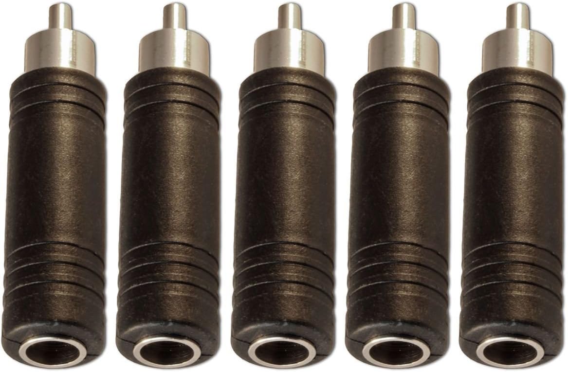 6.35mm 1/4" Mono Female Jack Socket to Single RCA Phono Plug Adaptor x 5