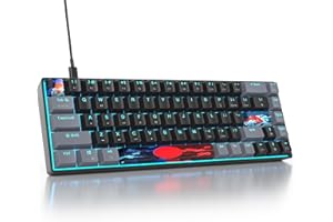 Owpkeenthy Portable 65% Percent Mechanical Gaming Keyboard, Mini Wired Ultra Compact RGB 68 Keys Office Keyboard with Red Swi