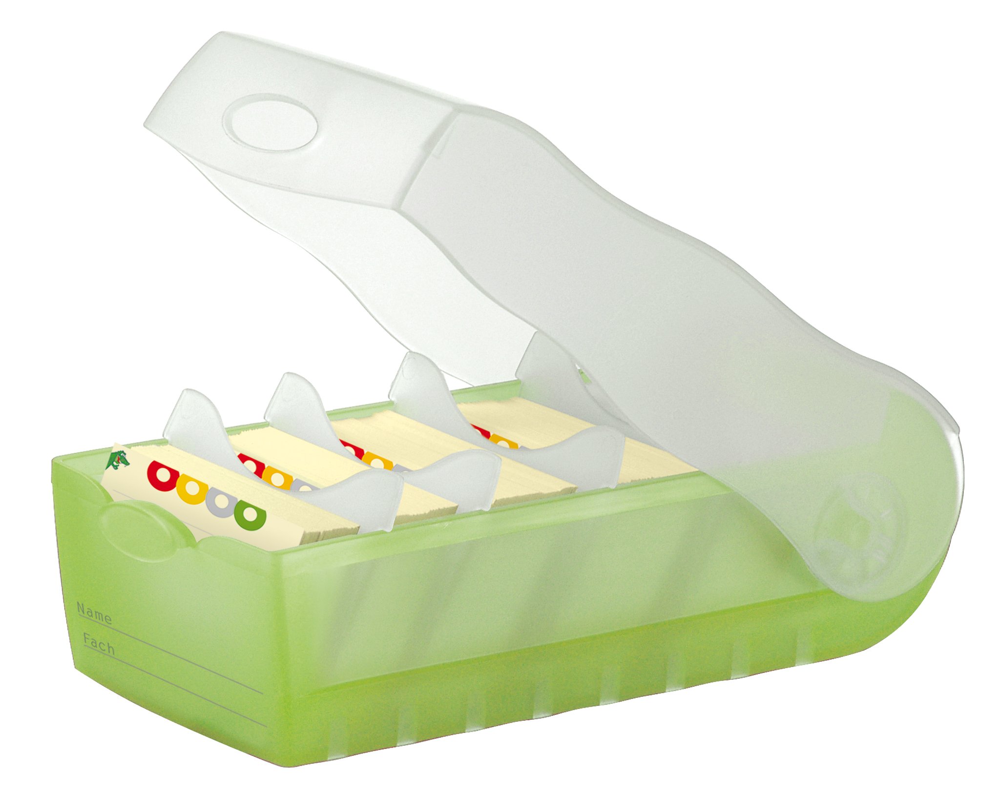 HAN 998-603, CROCO Flashcard Index Box. For learning vocabulary in an ingeniously simple way, A8, translucent green