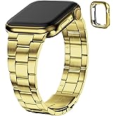 Fullmosa No Tools Needed Compatible with Apple Watch Bands for Women Men 41mm 40mm 38mm, Metal Strap with Case for iWatch Series 9 8 7 6 5 4 3 2 1 SE3/2/1, Golden