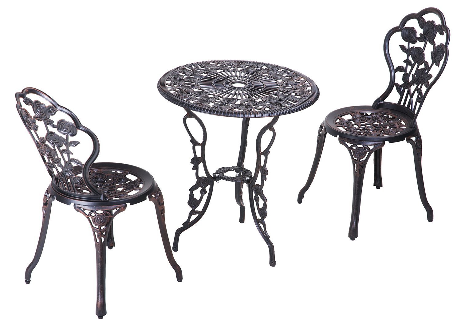 Merax Classic Design 3Piece Cast Iron Dining Chairs And Table Set on