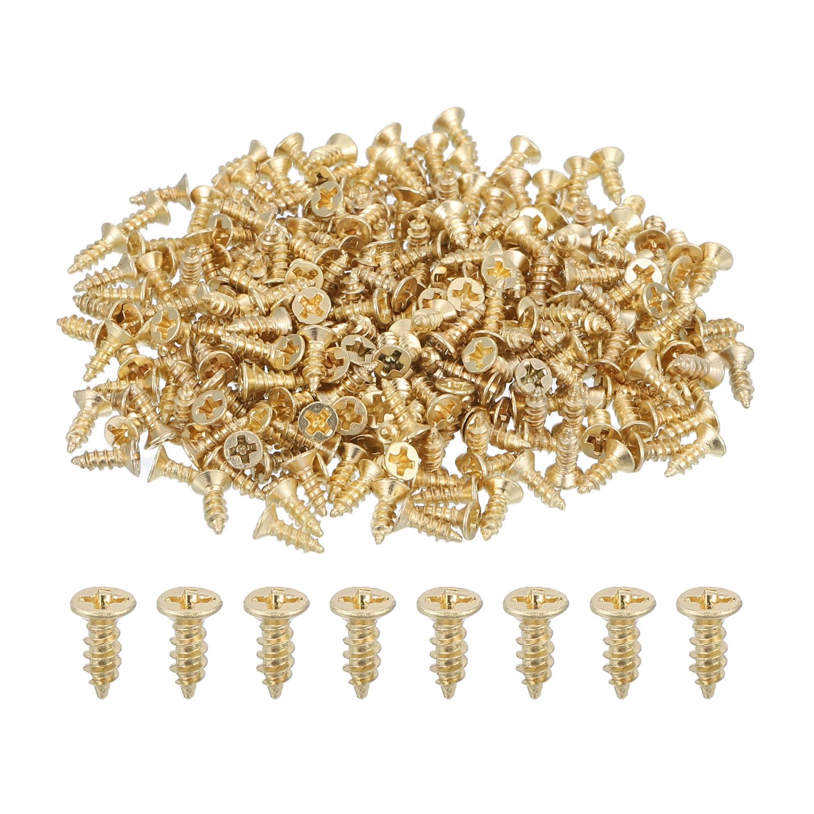 Photo 1 of MECCANIXITY 500Pcs ST2x6mm Pan Head Self Tapping Screws, Galvanized Carbon Steel Self Drilling Screws for Metal Sheet Metal Screw, Gold