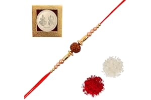 Amba Handicraft Rakhi/Rakhi for Brother/Rudraksha Rakhi/Send rakhi to USA/Rakhi for Brother with Gift Set/Rakhi Bracelet/rakhi for brother and bhabhi/Rakhi Set