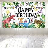 Watercolor Dinosaur Backdrop, Jungle Theme Happy