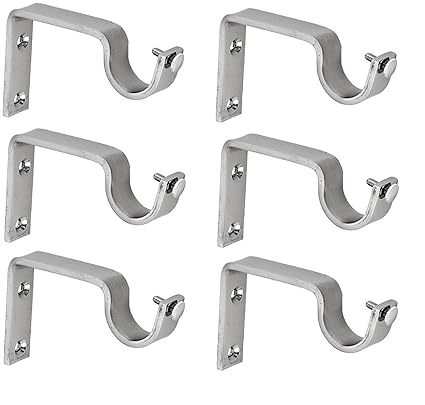 Ddrapes - 6 Strong Single SS Bracket for 1 Curtain Rod