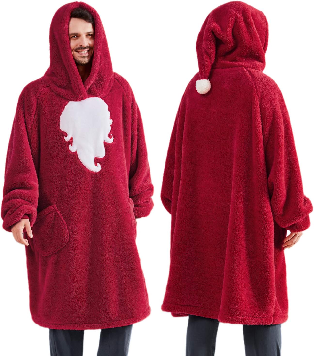 Bedsure Wearable Blanket, Standard Velveteen Blanket Hoodie