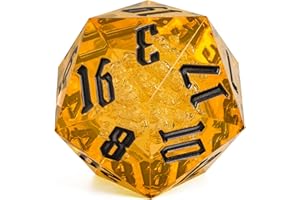 Poludie D20 Single Dice 55mm, 20 Sided DND Dice, Giant D20 D&D Polyhedral Dice Large D20 with Dice Gift Box for Dungeons and Dragons, RPG, MTG Table Games (Transparent Orange Bubbles)