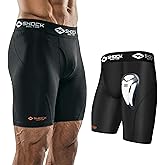 Shock Doctor Compression Shorts with Protective Bio-Flex Cup, Moisture Wicking Vented Protection - Adult