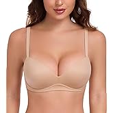 Lemorosy Women's Push Up Wireless Bra Comfortable No Underwire Plunge Padded with Support and Lift