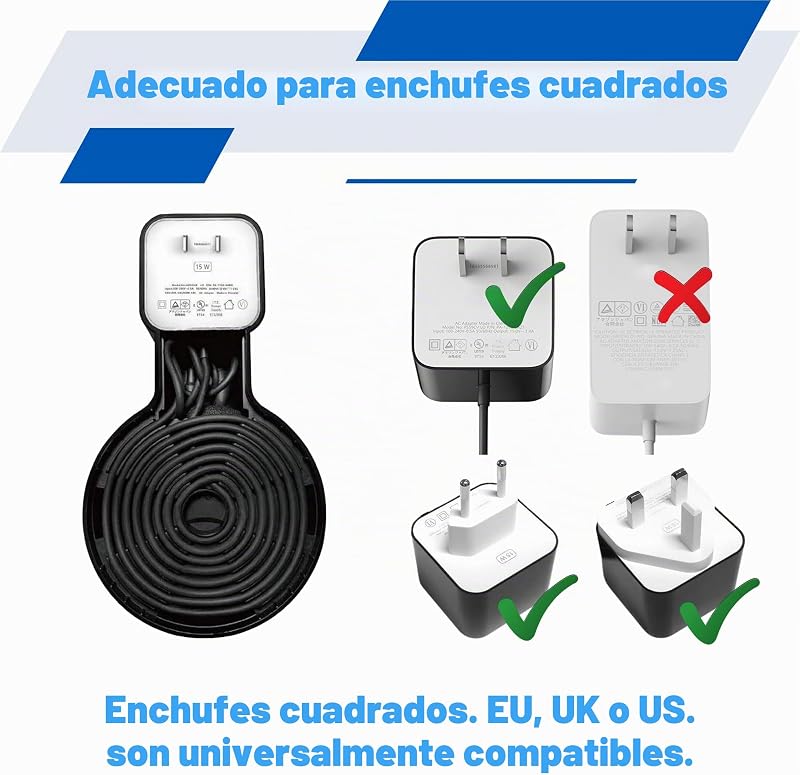Suporte de parede 2X para Dᴏt 3, suporte para coluna de tomada Smart Home para suporte de coluna de 3.ª geração Dᴏt, gestão integrada de cabos, compatível com Google Nest (preto) — foto 4 de 8
