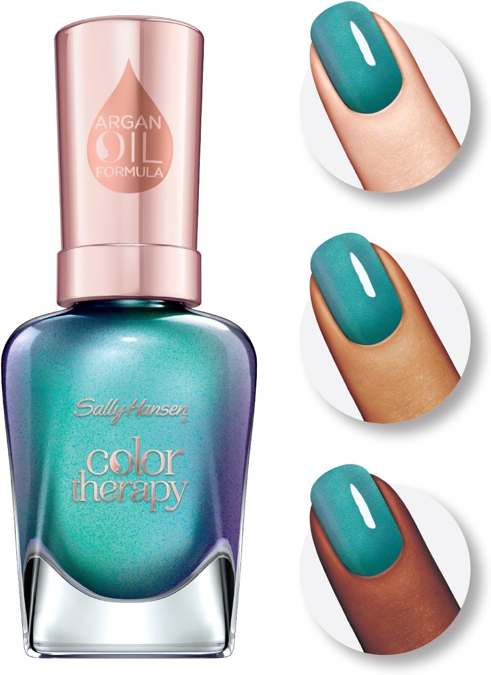 Sally Hansen Colour Therapy Nail Polish with Argan Oil, 14.7 ml, Reflection Pool - Image 3
