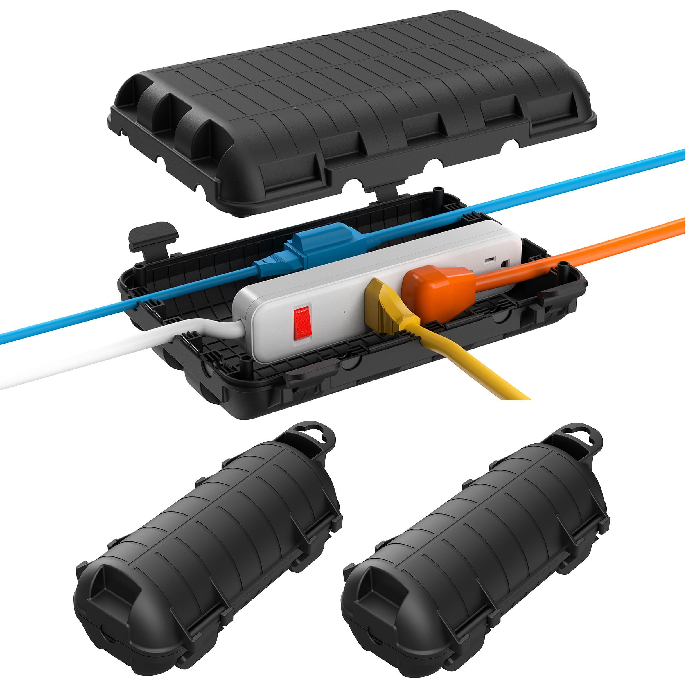 Photo 1 of Outdoor Extension Cord Box, 3Pack Large Waterproof Electrical Box Plug Protector Cable Connection Safety Cover IP54 Water-Resistant for Power Strip, Holiday Light and Decorations, Black