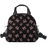 WOBAGMEN Lunch Bag for Women, Insulated Lunch Box With Adjustable Shoulder for Girls Adult,Small Lunch Tote Bags,Reusable Lunch Bags for Work School (black bow)