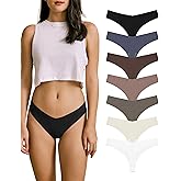SHARICCA Women No Show Seamless Underwear Thong Invisible Soft Panties Multi Pack