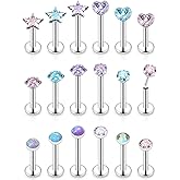 Yaalozei 20G 18G 16G Threadless Push in Lip Labret Nose Rings Studs Surgical Steel Monroe Medusa Cartilage Helix Tragus Earrings Stud Piercing Jewelry for Women Men 6mm 8mm 10mm Bar CZ 3mm