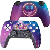 Neon Abyss Custom PS-5 Controller Wireless compatible with Play-Station 5 Console by BCB Controllers | Proudly Customized in USA with Permanent HYDRO-DIP Printing (NOT JUST A SKIN)