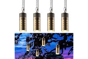 LEONLITE Low Voltage Hanging Lights Outdoor, LED Landscape Pendant Lights, UL Listed, 12V Hanging Tree Light for Gazebo, Pergola, Garden, Aluminum, IP65, 2700K Soft White, Brass Bronze, Pack of 4