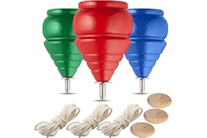 YAJUA Authentic Spinning Tops Classic Wooden Trompos â€°Ã›Ã’ 100% Made in The USA [Set of 3]