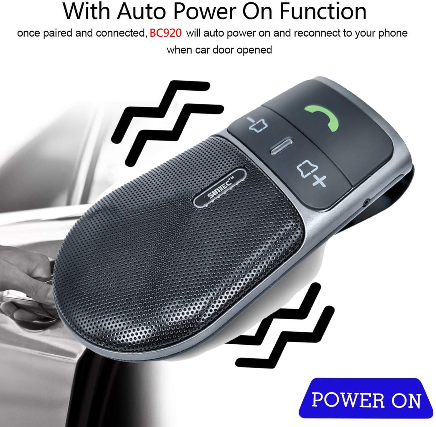 SUNITEC Bluetooth Car Phone Hands Free Kit 5.0,AUTO Power ON Support