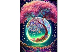 KICHANG Tree Diamond Painting,Moon 5D Diamond Art Kits for Adults,DIY Diamond Painting Kits Diamond Art,Diamond Art Kits with Round Full Drill Diamond Dots Gem Crafts for Wall Home Decor Gift-12x16in