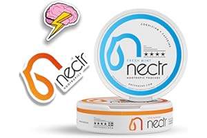 STARTER PACK - NECTR Nootropic Energy Pouches • Iced Mango and Fresh Mint • 250mg Cognizin • 120mg Caffeine • 16 pouches • Nicotine Free • Sugar Free • Includes 2 Cans and 2 Stickers
