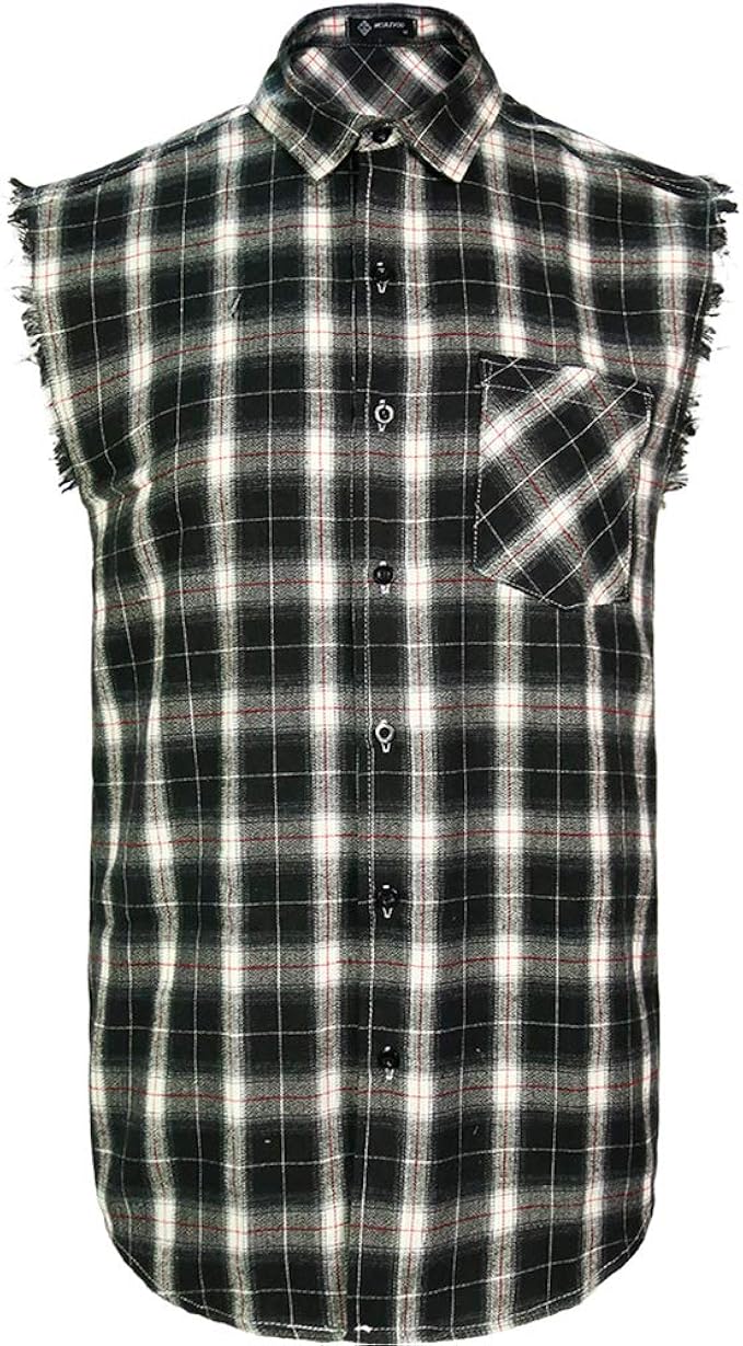 camisa de cuadros sin manga hombre