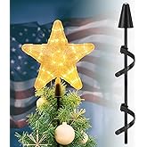 Christmas Tree Star Topper Set, 9 Inch LED Star Tree Topper with 44-Inch Pole & Base - Comes with 8 Secure Ties, Easy to Assemble for Festive Fun, Heartwarming (Batteries not Included)
