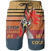 Fzryhaika Stop Looking at My Cock Men's Swim Trunks, Funny Quick Dry Beach Board Shorts with Mesh Lining and Pockets