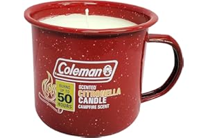 Coleman Scented Outdoor Citronella Candle in Tin Mug, Campfire Scented Rustic Outdoor Camping Candle, Up to 50h Burn Time
