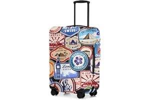 Adorila Travel Luggage Cover with Vintage World Stamp Print - Elastic Anti-Scratch Suitcase Sleeve Protector with Dual Side Z