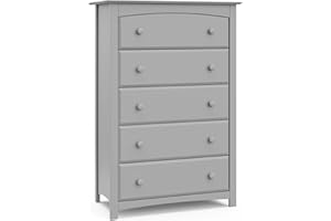 Storkcraft Kenton 5 Drawer Dresser (Pebble Gray) – GREENGUARD Gold Certified, Dresser for Kids Bedroom, Includes Safety-Focused Interlocking Drawer System