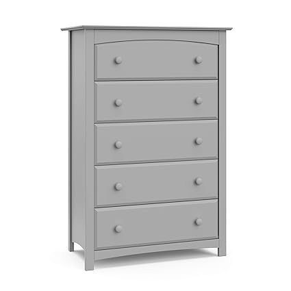 Storkcraft Kenton 5 Drawer Universal Dresser Pebble Gray Kids Bedroom Dresser With 5 Drawers Wood And Composite Construction Ideal For Nursery