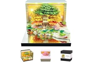 RSLIPIN 3D Memo Pad Time Piece Calendar 2026,3D Art Calendar 2026 Creative Paper Sculpture Flower Sea and Tree Island Rip Away Calendar Notes