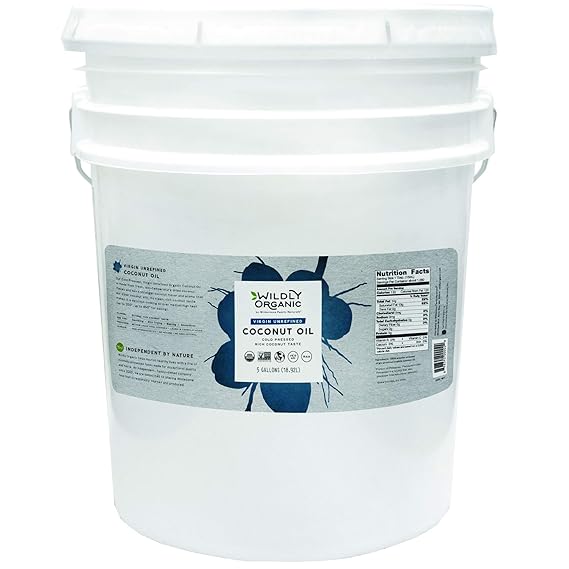Amazon Com Unrefined Organic Coconut Oil Organic Coconut Oil For Skin Organic Coconut Oil For Hair Coconut Oil For Cooking Cold Pressed Coconut Oil Extra Virgin Coconut Oil 5 Gallons Wildly Organic Grocery Gourmet Food