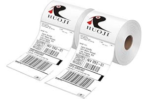 HUOJI 4 x 6 Thermal Shipping Labels 1000 Labels/2 Rolls (500 Pcs per Roll) Compatible with Rollo, Zebra, MUNBYN, Jadens, Nelko, Commercial Grade