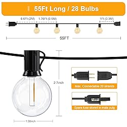 Outdoor String Lights,55FT Shatterproof LED Patio
