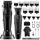 KEMEI Hair Clipper and Trimmer Set Professional Cordless Hair Clipper for Men Electric Beard Trimmers Barber Hair Cuttings Kit, T Blade Trimmers for Men, KM-2296，KM-2299