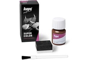 Dye Paint for Leather Shoes and Bags with Sponge and Brush, Kaps Super Color, 70 Colors (179 - Walnut)