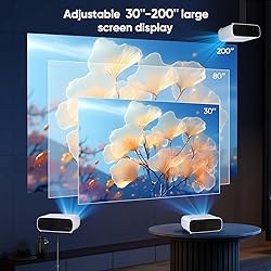 Projector with WIFI and Bluetooth, 200" Projector